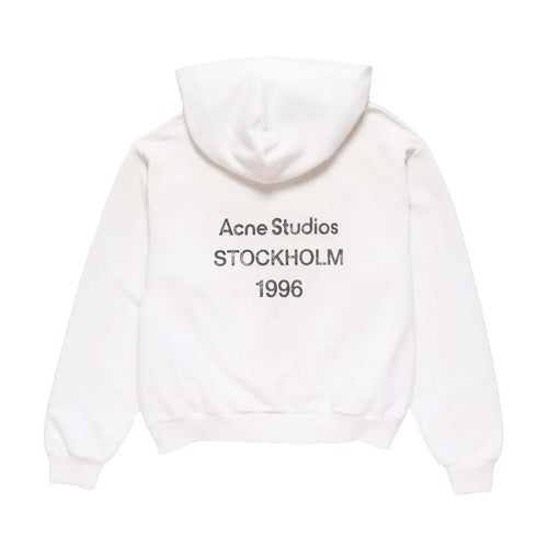 Acne Studios Fleece Logo Hooded Sweater Stockholm 1996 Dusty White