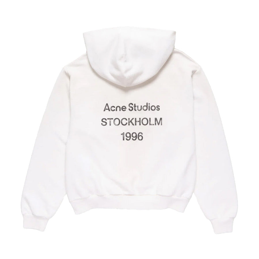 Acne Studios Fleece Logo Hooded Sweater Stockholm 1996 Dusty White