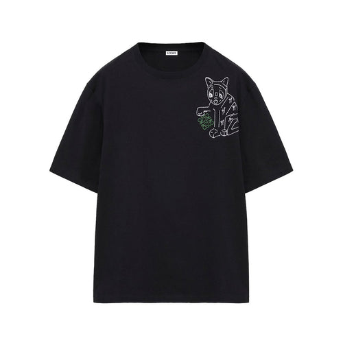 LOEWE Louis Wain Anagram Lucky Cat Embroidered T-Shirt