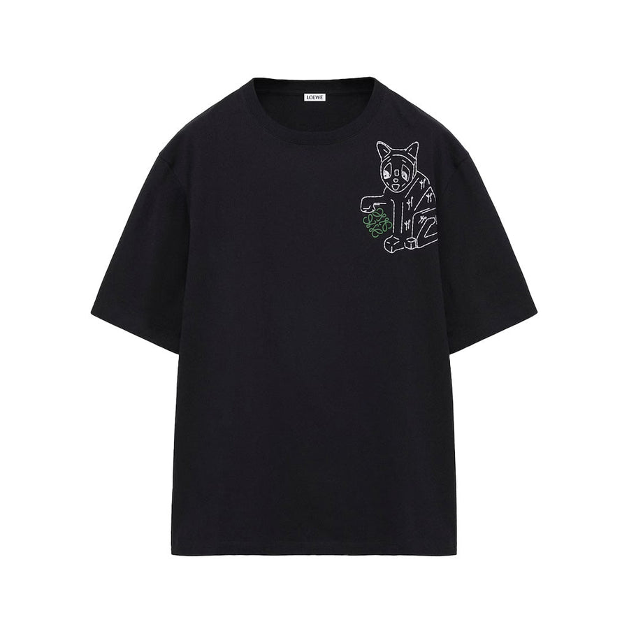 LOEWE Louis Wain Anagram Lucky Cat Embroidered T-Shirt